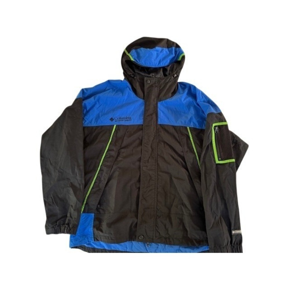 Vintage Columbia Sportswear Jacket Mens Hooded Blue Black Lightweight  - XL‎